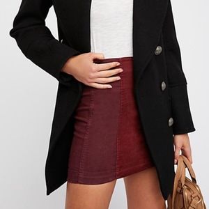 Maroon Modern Femme Denim Mini Skirt